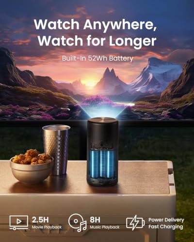 Capsule 3 Laser, Outdoor Portable Mini Wi-Fi Smart Tv Projector, Upgraded With Google Tv, Official Netflix, Dolby Digital, 120 Inches Screen And 2.5H Built-In Battery