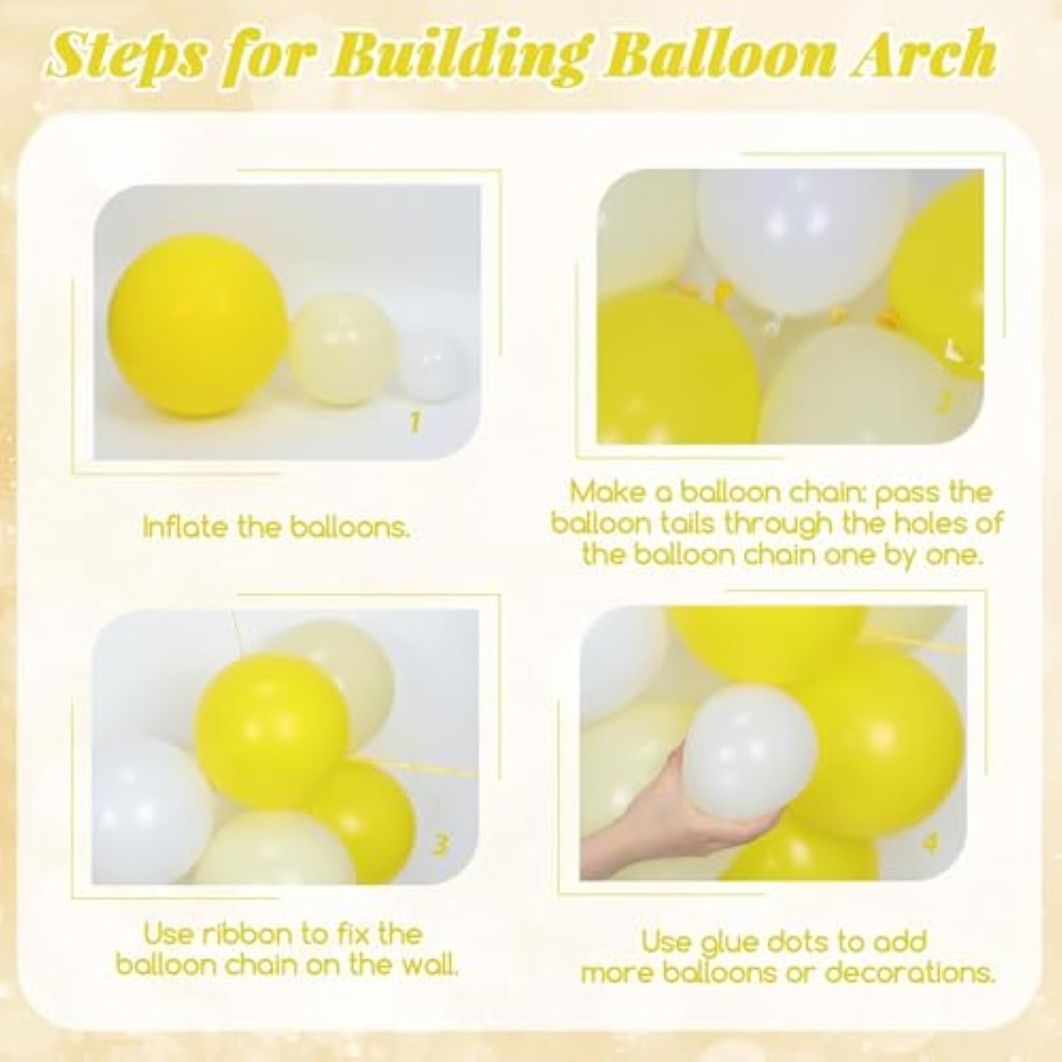128pcs Yellow Balloon Arch Kit Pastel Balloons for Lemon Bee Party Decor