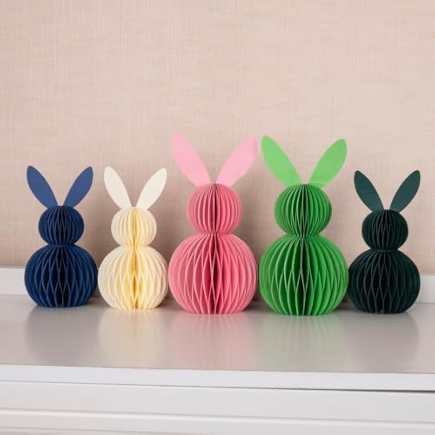 Easter Decorations,5 Pcs Easter Bunnys Honeycomb Table Centerpiece,3D Rabbits For Spring Easter Decors, Garden Party, Egg Hunt Supplies