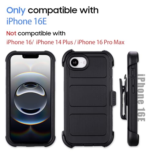 for Defender iPhone 16e Case with Belt Clip,Holster for 16e Phone Case with Kickstand,for Heavy Duty iPhone16e PhoneCase Rugged 2 Layers of