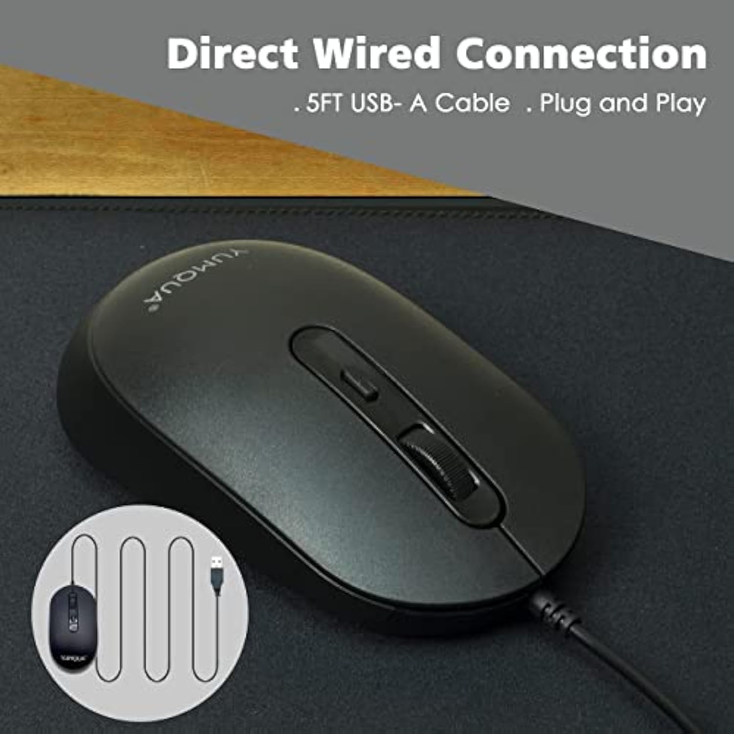 Computer Mouse Wired Bulk, Silent Optical Usb Corded Mouse Mice Bulk For Laptop Pc Chromebook, Black