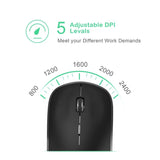 Wireless Mouse, 2.4G Portable Slim Silent Computer Mouse Wireless With Usb Nano Receiver, 2400 Dpi, For Notebook, Laptop, Pc - Black