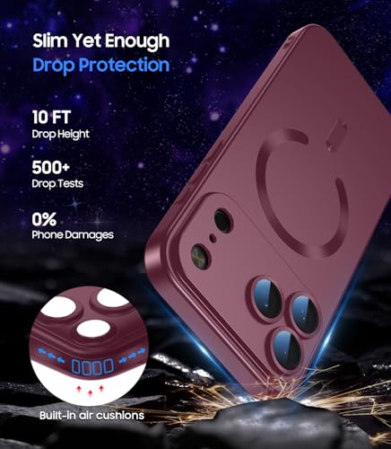 Magnetic for iPhone 17 Pro Max Case, Compatible with MagSafe, Built-in Camera Lens Protector, Slim Thin Soft Silicone Bumper Shockproof Metallic