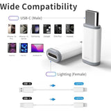 5 Pack Usb C To Lightning Charge Adapter For Iphone 16 15, Lightning To Usb C Adapter With Fast Charge Data Transfer For Iphone 16 15 Plus Pro Max, Galaxy S24 S23, Pixel 8 7 6, Ipad Pro, Macbook Pro