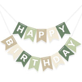 Sage Green & Ivory Happy Birthday Banner - Handmade Bunting Garland