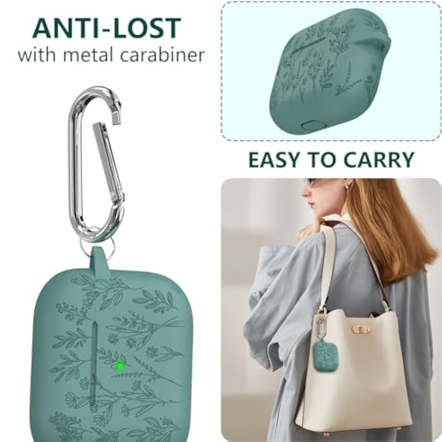 For Airpods 3Rd Generation Case With Cleaning Kit, Flower Engraved Cases Compatible With Airpod Case 3Rd Generation, Soft Silicone Case Cover With Keychain For Women, Front Led Visible