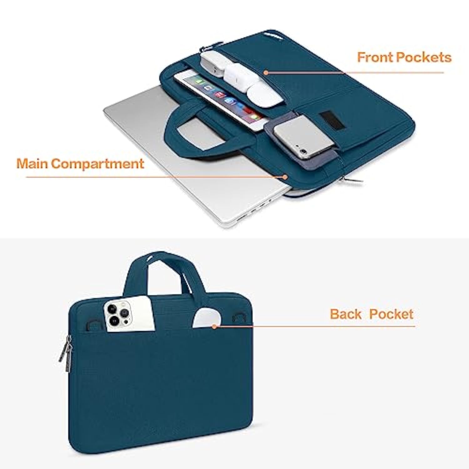 MOSISO Laptop Shoulder Bag Compatible with MacBook Pro 16 inch 2023-2019 M3 A2991 M2 A2780 M1 A2485 A2141/Pro 15 A1398,15-15.6 inch Notebook,Polyester Flapover Briefcase Sleeve Case, Deep Teal
