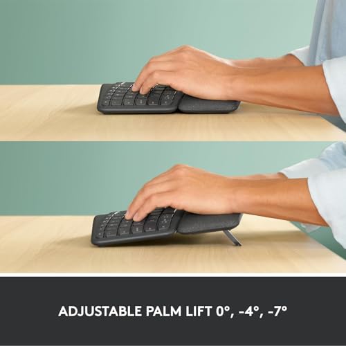 Ergo K860 Wireless Ergonomic Keyboard - Split Keyboard, Wrist Rest, Natural Typing, Stain-Resistant Fabric, Bluetooth And Usb Connectivity, Compatible With Windows/Mac, Black