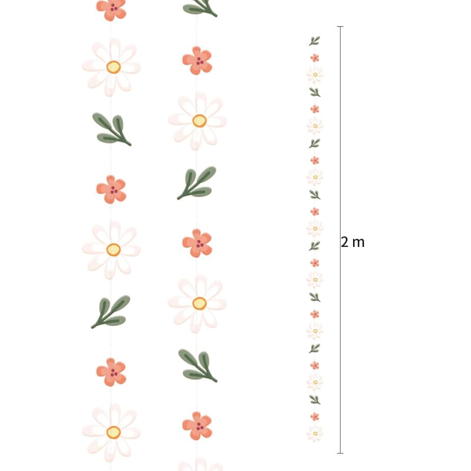 5Pcs Daisy Paper Banner Garlands For Boho Groovy Hippie Party Decorations, Spring Flower Wall Hanging Banner Daisy Paper Cutouts For Girl Birthday Supplies