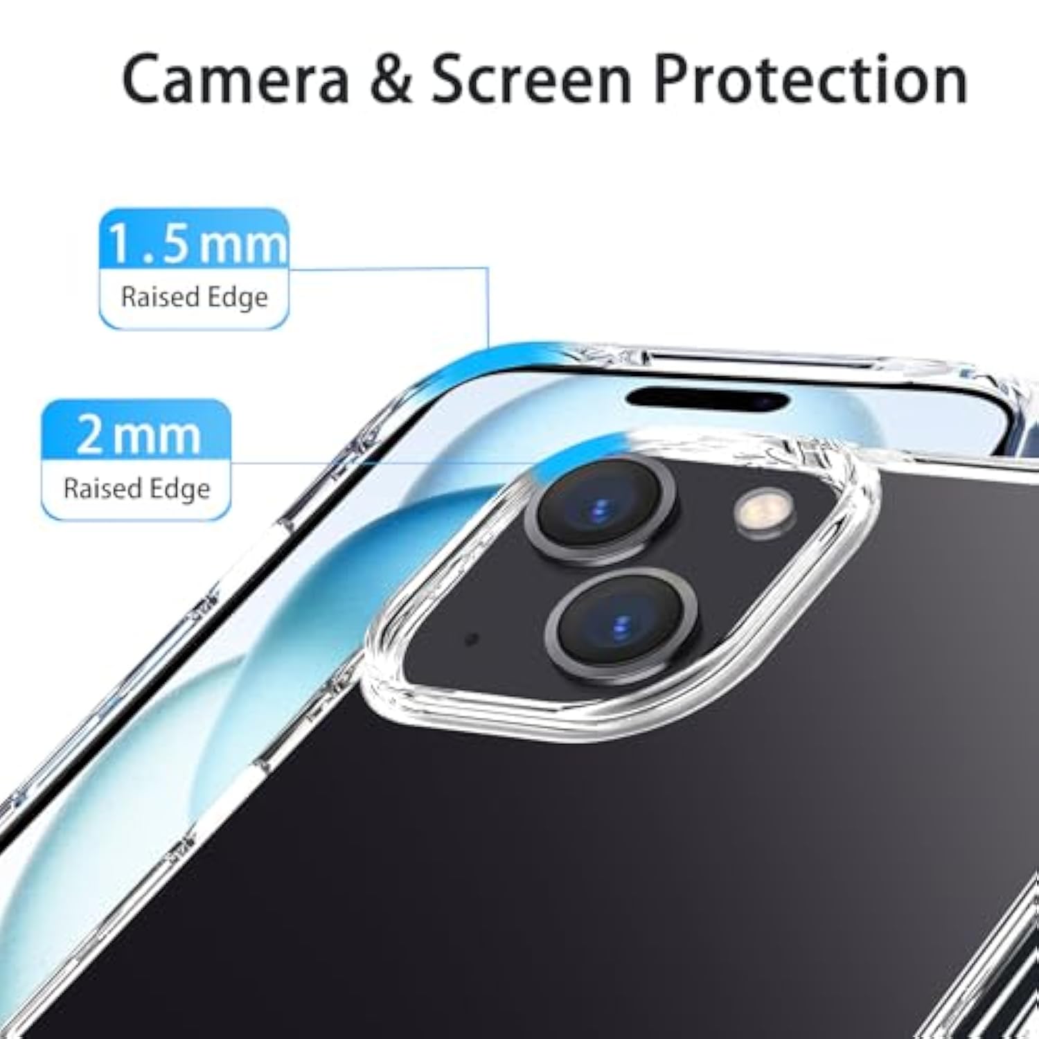 Clear Shockproof iPhone 15 Plus Case Slim Anti-Scratch Hard PC Bumper