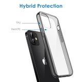 Jetech Case For 12/12 Pro 6.1-Inch, Non-Yellowing Shockproof Phone Bumper Cover, Anti-Scratch Clear Back (Black)