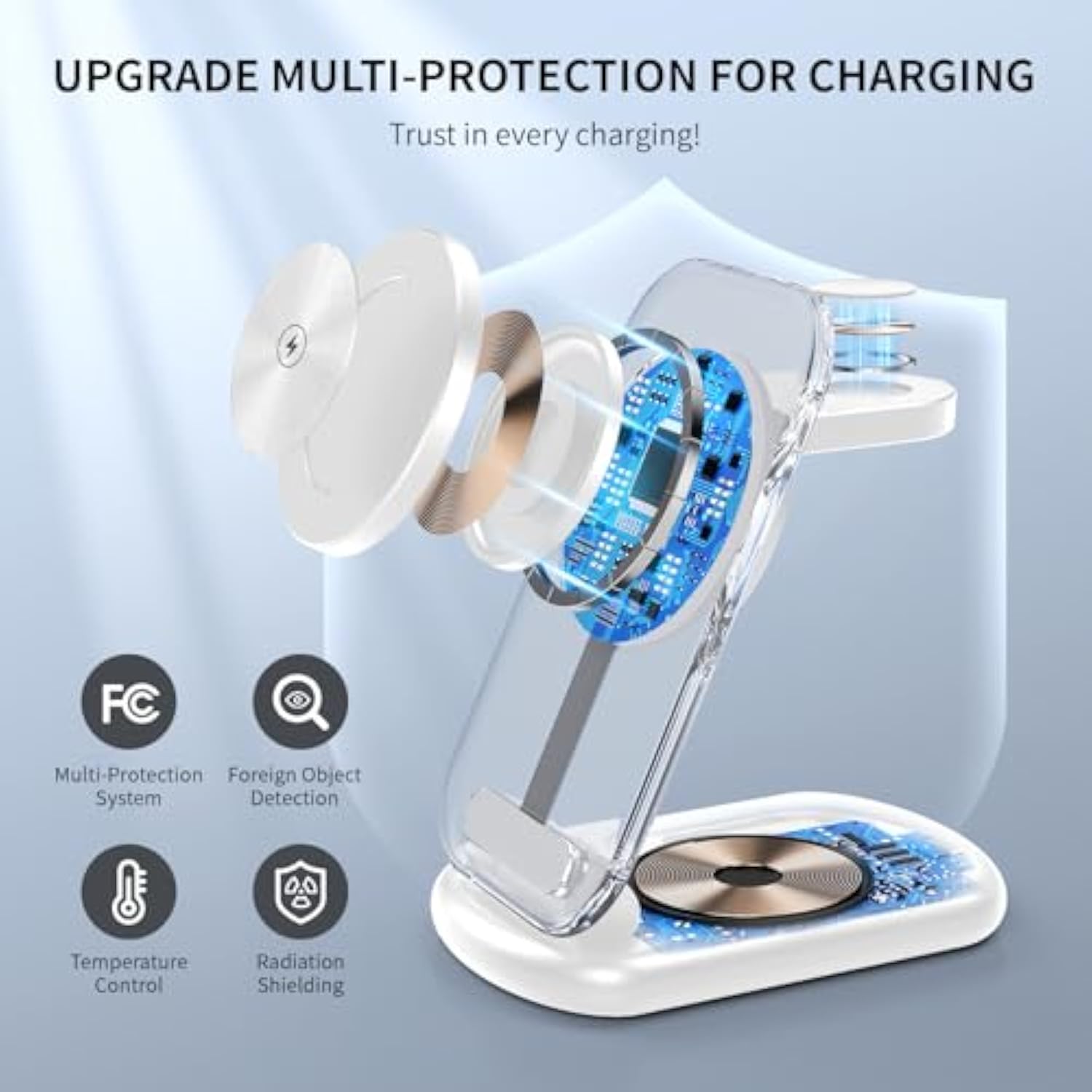 2025 Traveling Wireless Mag-Safe Fast Charging Station,Magnetic 3 In 1 Charger With Light For Iphone 16 15 14 13 12 Pro Max Plus,Apple Watch Series & Air Pods 4 3 2 Pro-Gifts For Wife & Husband(White)