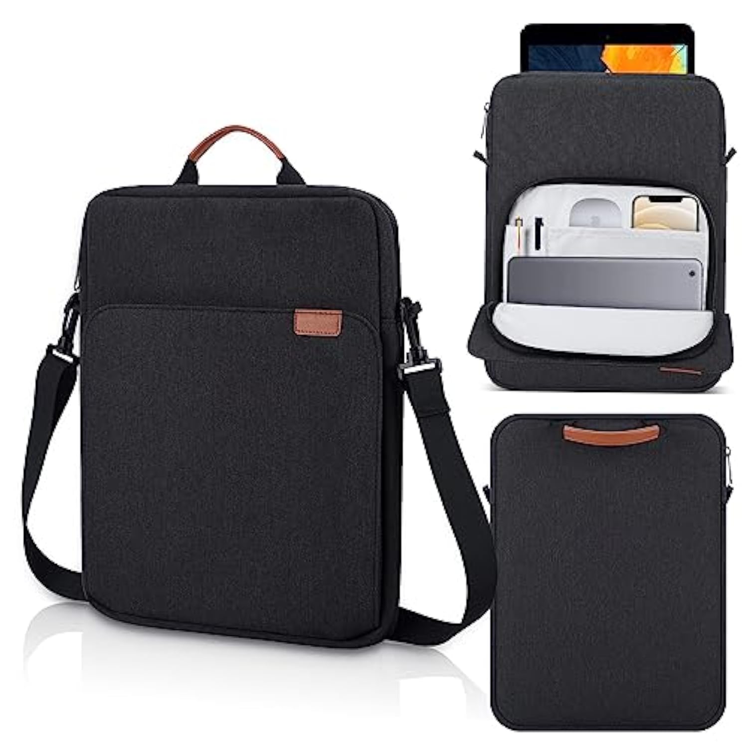 12.9 Inch Tablet Laptop Sleeve For Macbook Pro 14.2 Inch,Samsung Galaxy Tab S10 S9 S8 Ultra 14.6", Ipad Pro 13 M4/Air 13 M3 M2/Pro 12.9 Carrying Case, Macbook Air 13.6"/Surface Laptop 2024 13.8"-Black