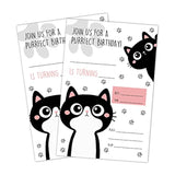 Cat Birthday Invitation Cards, Kitten Party Invites, Kids Happy Birthday Party Decorations Supplies, 20 Fill-In Cards With Envelopes For Boys Or Girls Party Celebration - B13