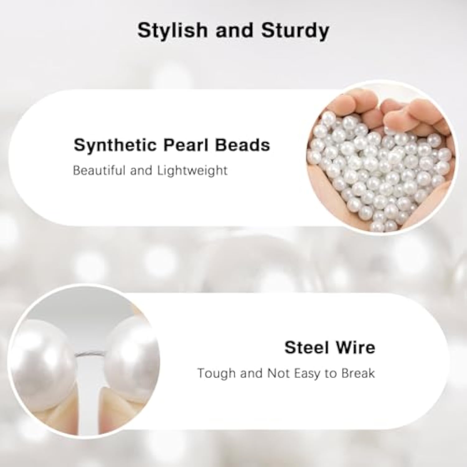 MoKo Universal Phone Lanyard, Pearl Beaded Cell Phone Chain Crossbody Strap Anti-Theft Detachable Women Cellphone Lanyards Around The Neck with Patches for iPhone, Most Smartphones - White