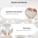 MoKo Universal Phone Lanyard, Pearl Beaded Cell Phone Chain Crossbody Strap Anti-Theft Detachable Women Cellphone Lanyards Around The Neck with Patches for iPhone, Most Smartphones - White