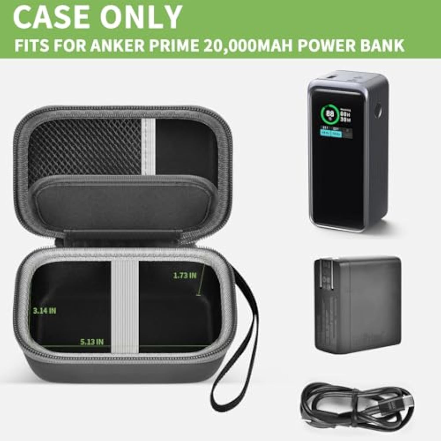 Case Compatible With Anker Prime Power Bank 20,000Mah Portable Charger With 200W Output, Battery Pack Power Station Organizer, Hold Charging Cable And Usb C Charger For Iphone, For Samsung (Box Only)