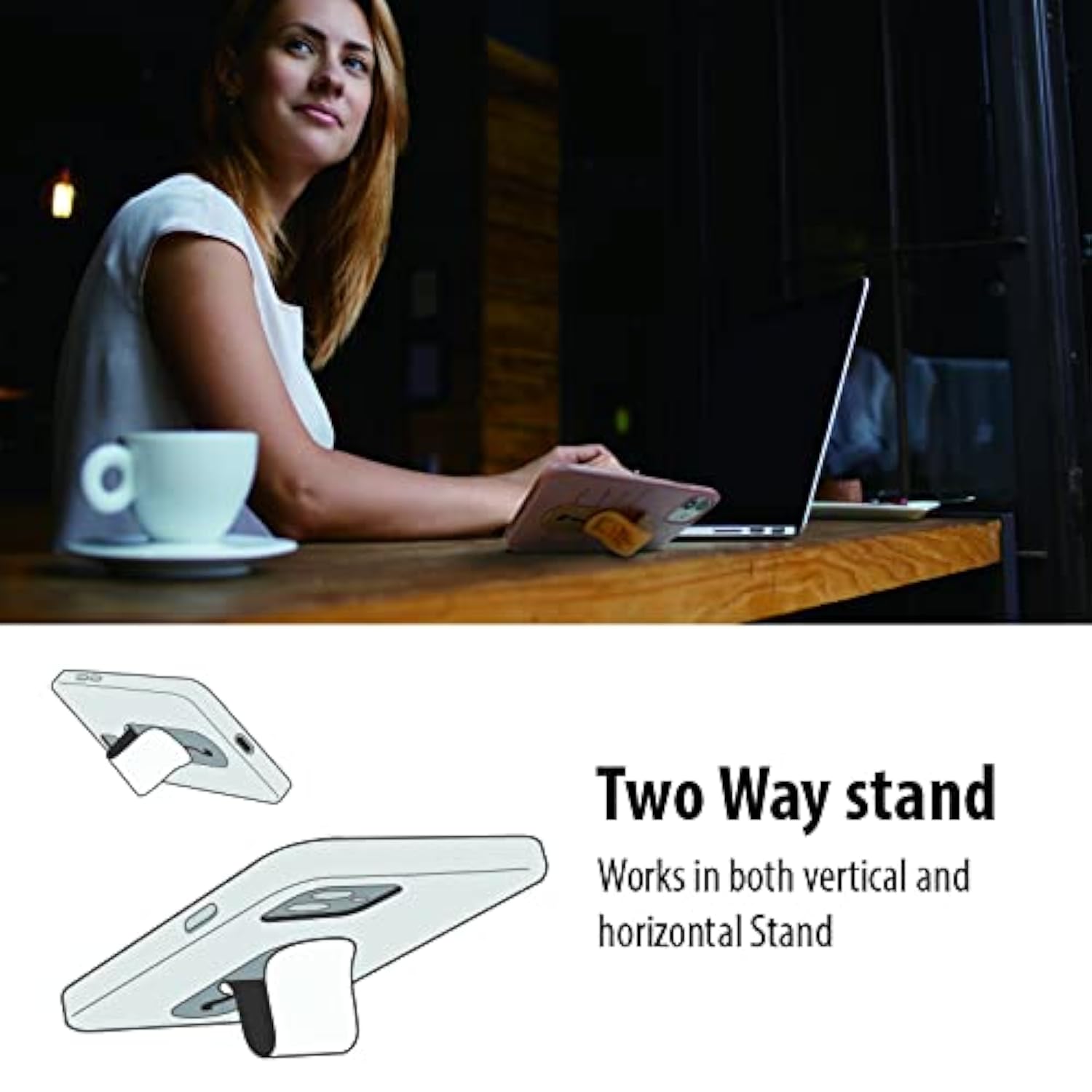 Flatstick Slim Finger Grip Strap & Stand for Phones - Selfie Loop, Glitter White