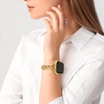 Slim Gold Band For Women Feminine Elegant Compatible With Apple Watch 38Mm 40Mm 41Mm 42Mm (S10) Adjustable Metal Strap Dressy Chain Bracelet For Iwatch Series 10/9/8/7/6/5/4/3/2/1/Se
