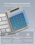 Foldable Travel Keyboard With Touchpad & Number Pad, Bluetooth Wireless Portable Folding Full Size Keyboard With Trackpad For Pc Laptop Ipad Tablets Smartphone, Silicone Leather Cover, Gray