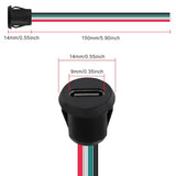 8pcs Type-C Female Chassis Waterproof 4P Solder Wire Type USB C Pigtail Cable Extension Power Cable USB-C Plug to 4 Pin Bare Wire Open End