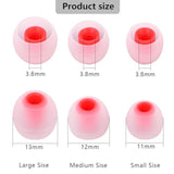 Earbud Replacement Tips Silicone Earbud Tips Earbud Covers Fit For In-Ear Headphones (Inner Hole 3.8Mm -5.1Mm) Eartips Earbud Rubber Tips 9 Pairs S/M/L, Transparent/Red