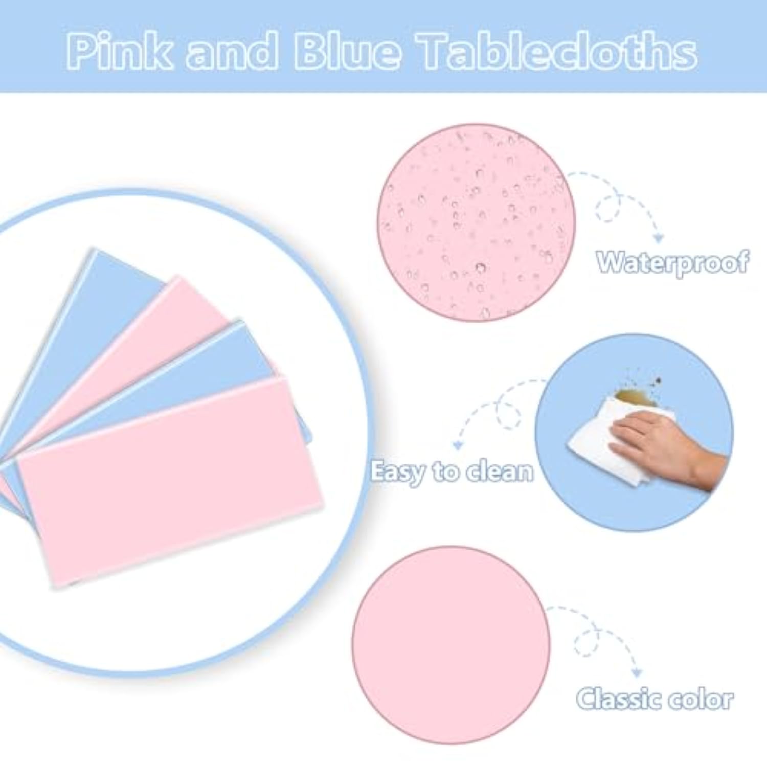 4Pcs Gender Table Cloths - Rectangular Pink And Blue Tablecloths For Gender Reveal Decorations, Boy Or Girl Party Supplies, 51 X 86.6 Inch