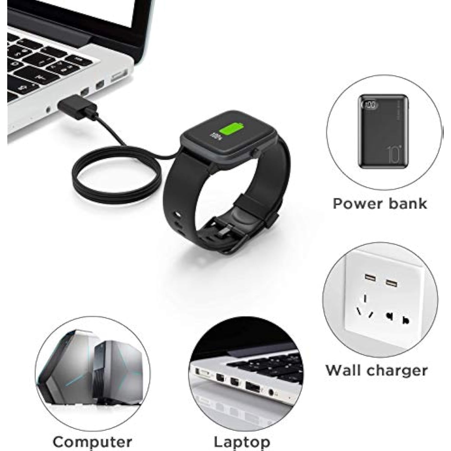 Compatible With Eigiis Ke3 Smartwatch Charger, Magnetic Replacement Charger Compatible With Eigiis, Klogipow, Jelloo, Wituser, Vopoco, Lanikar Dwtke3, Ke2, Ke3, Ew5 Smart Watch (Black)