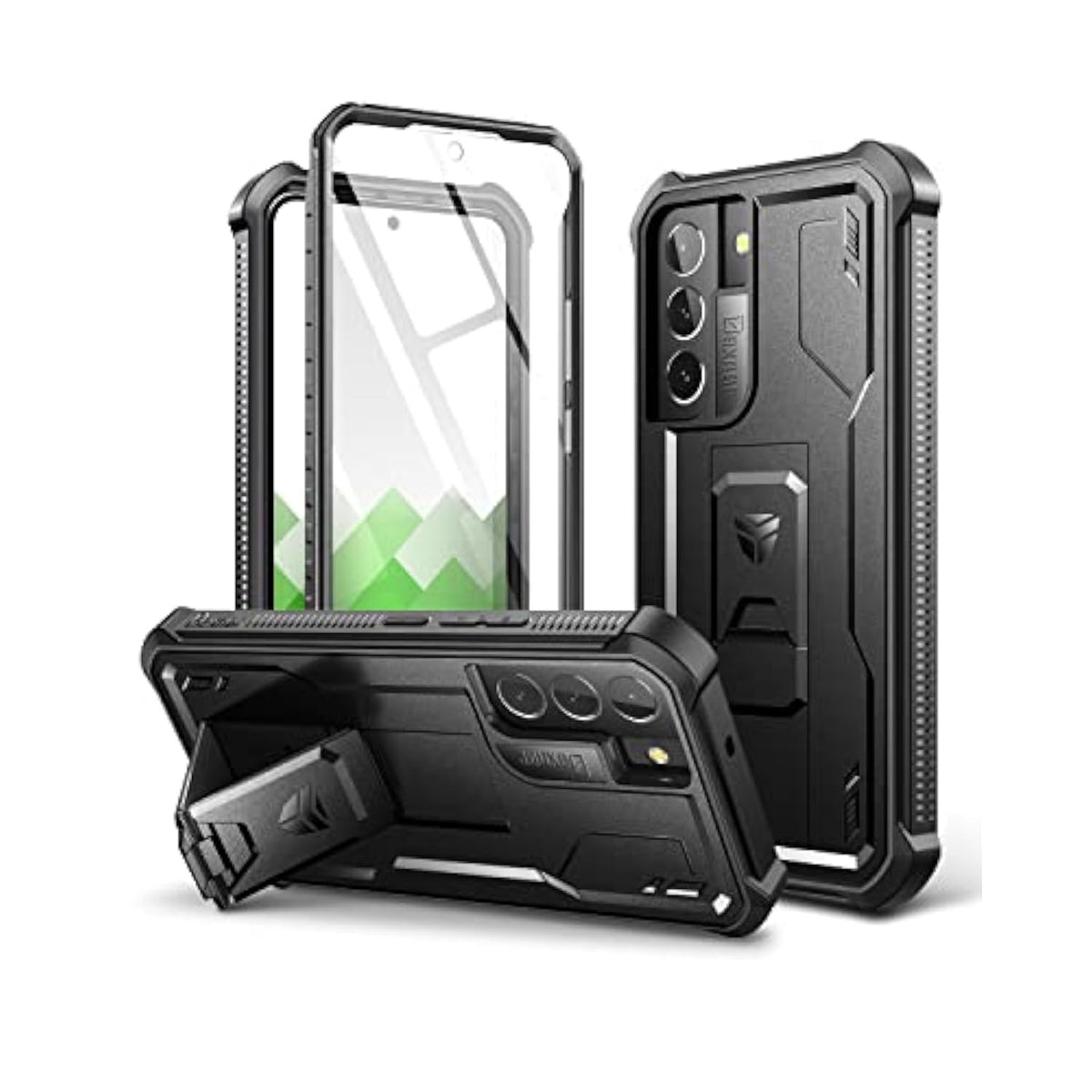 For Samsung Galaxy S22 Case, [Built In Screen Protector And Kickstand] Heavy Duty Military Grade Protection Shockproof Protective Cover For Samsung Galaxy S22 5G,Black
