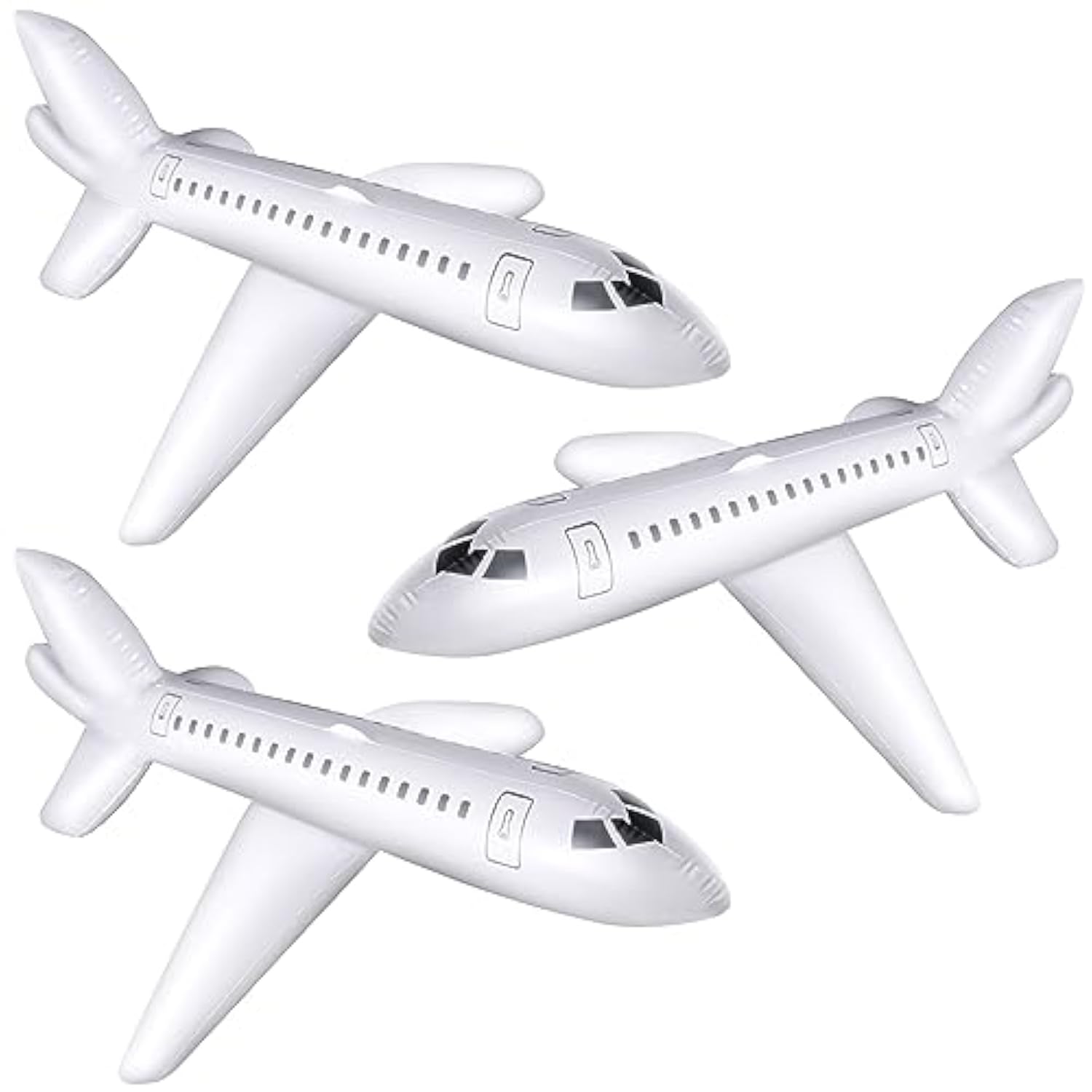 3pcs 40" White Inflatable Airplane Balloons — Aviation Party & Pool Decor