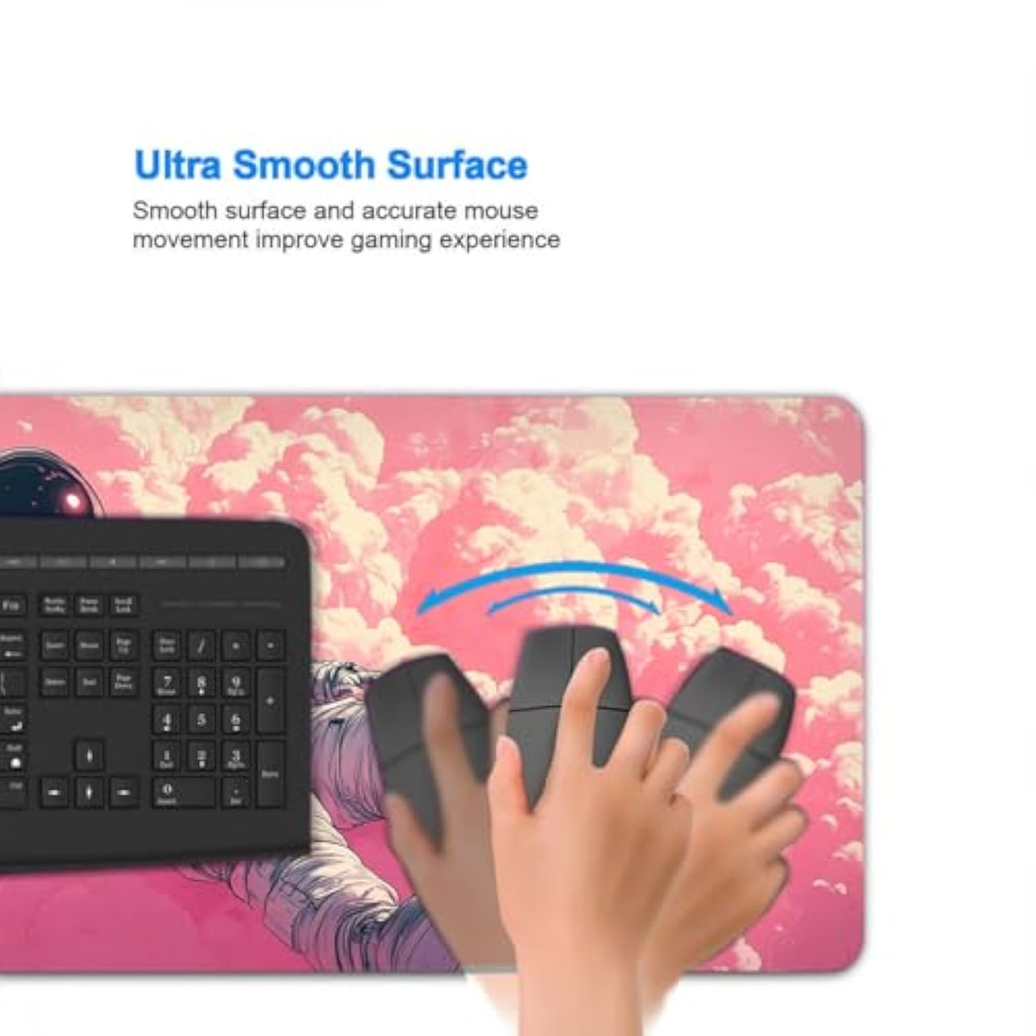 Pink Cloud Desk Mat Astronaut Anime Mousepad Xl Large Gaming Mouse Pad Laptop Keyboard Mat Desk Pad Office Computer Keyboard Laptop Home, 31.5X11.8 Inch