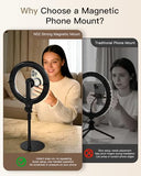 10.2 Magnetic Desk Ring Light with Stand, 5000mAh Rechargeable Desktop Ring Light for Phone?3 Color Foldable Selfie Light for Live