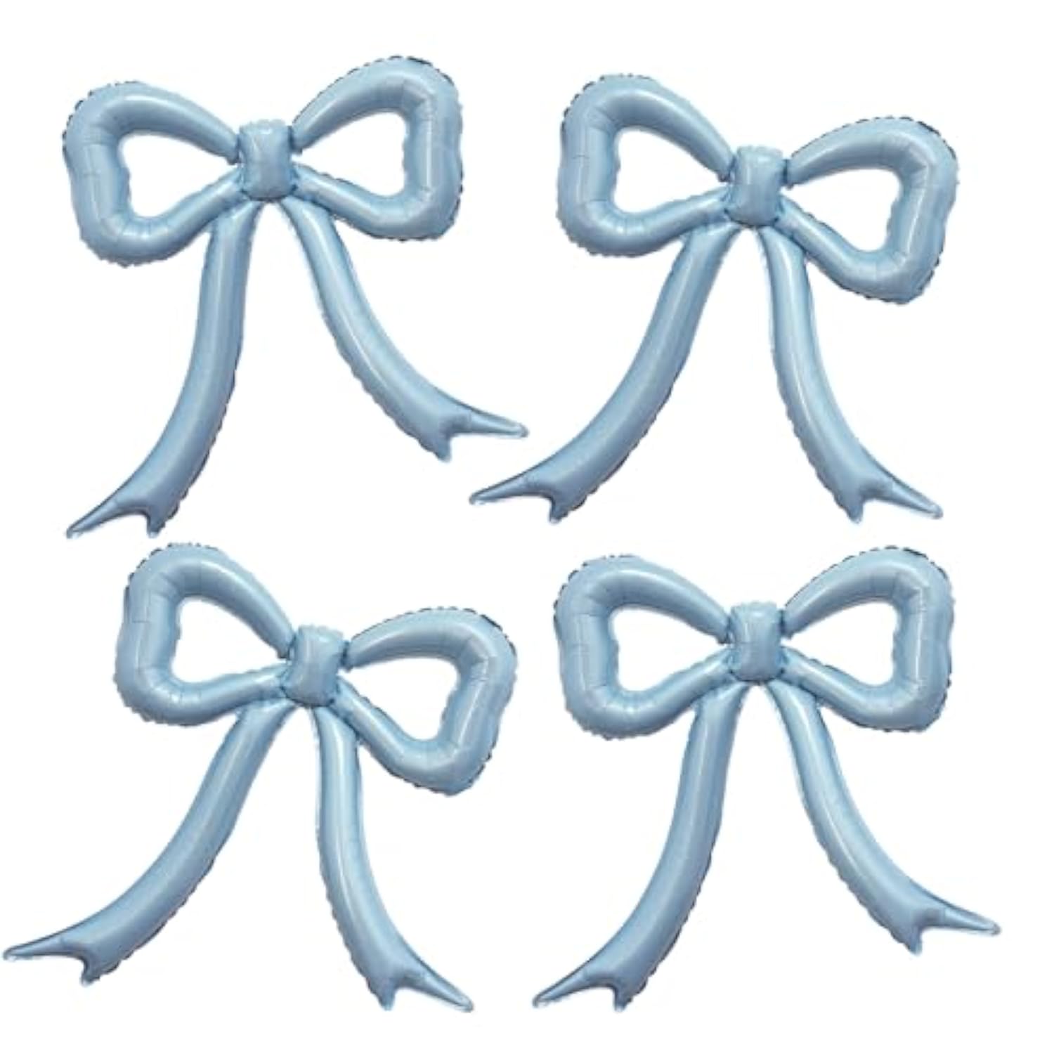 4Pcs Blue Bow Foil Balloons Set Dusty Blue Bow Mylar Balloons For Coquette Birthday, Baby Shower, Last Toast On Coast,Bachelorette Party, Bow Themed Beach Bridal Shower Party Decorations
