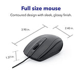Wired Computer , Corded Usb Mouse For Laptops And Pcs - Right Or Left Hand Use, Black