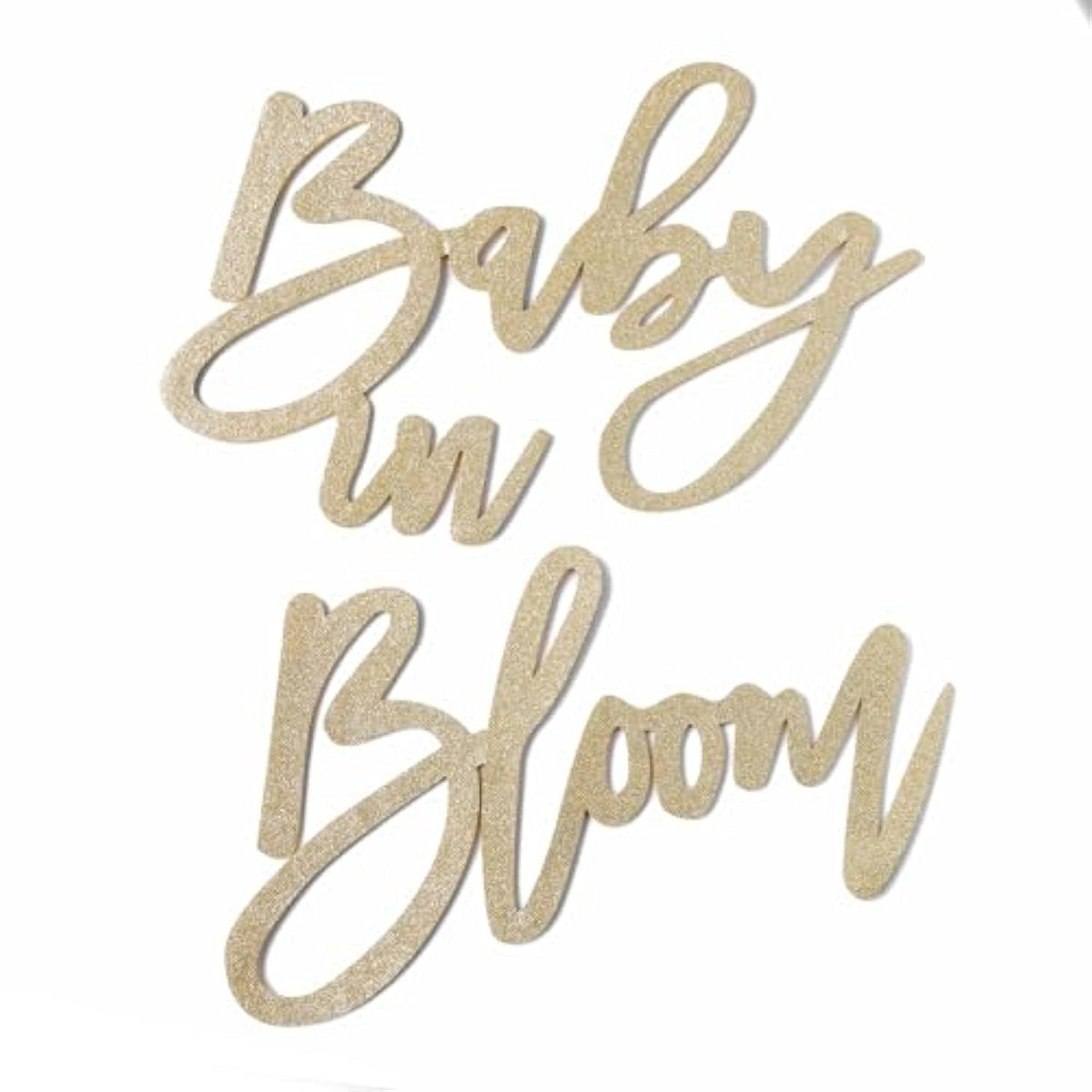 Champagne Baby In Bloom Sign - Large Glitter Baby Shower Felt Banner Letters For Baby Shower Arch Backdrop Gender Reveal Girl Or Boy Theme Pregnancy Announcement Party Wall Decorations
