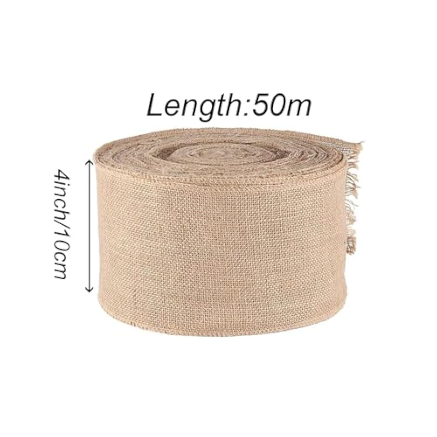 54 Yard 4 Inch Premium Burlap Ribbon, Natural Color Jute Fabric Crafts