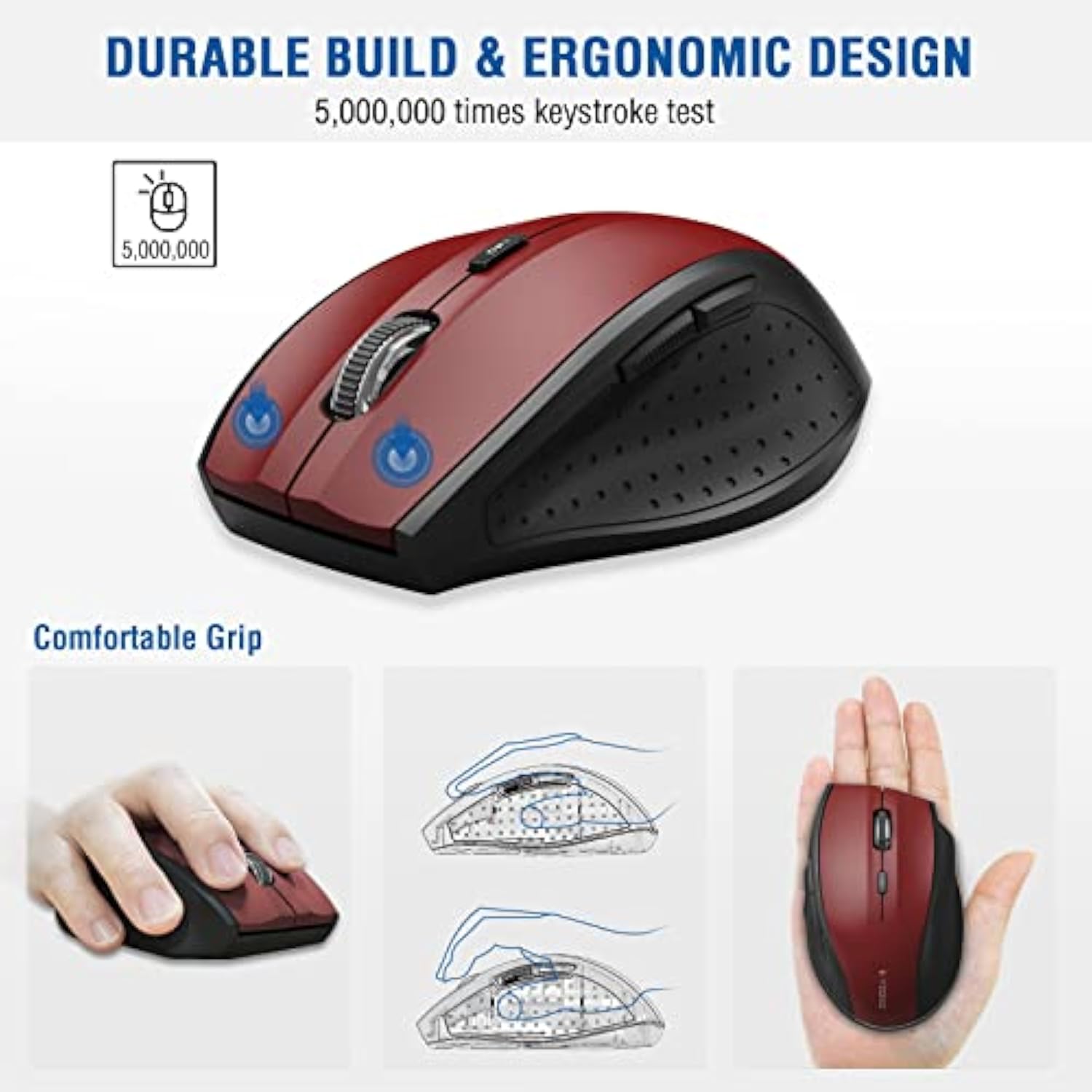 Wireless Mouse, Computer Mouse 18 Months Battery Life Cordless Mouse, 5-Level