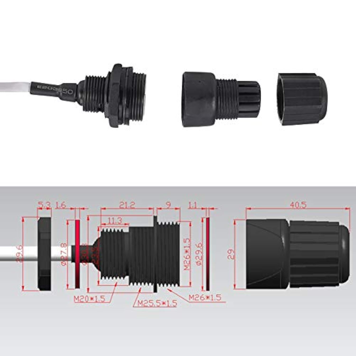 5Pcs M25 Rj45 Waterproof Cat5/5E/6 8P8C Connector Ip67 Ethernet Lan Cable Conn