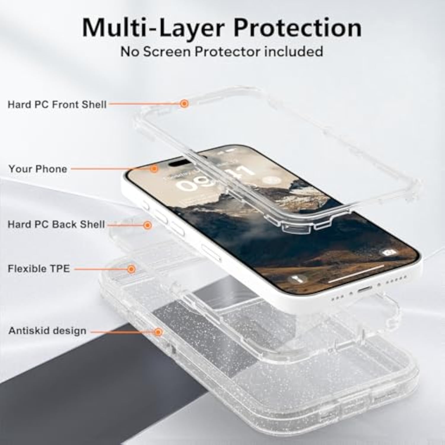 Clear Glitter Phone Case for iPhone 15 Pro Max