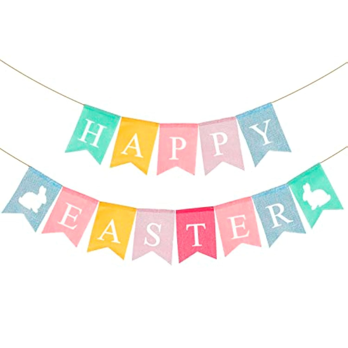 Happy Easter Banner Easter Chicken Egg Felt Happy Easter Bunny Banner Felt Easter Banner Garland For Easter Decorations, Spring Themed Party Favors Supplies, Happy Easter Day For Mantle Fireplace(2Pc)