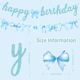 Blue Bow Happy Birthday Banner With Bow Garland For Baby Shower Girls Women Blue Bow Themed Coquette Birthday Party Decorations