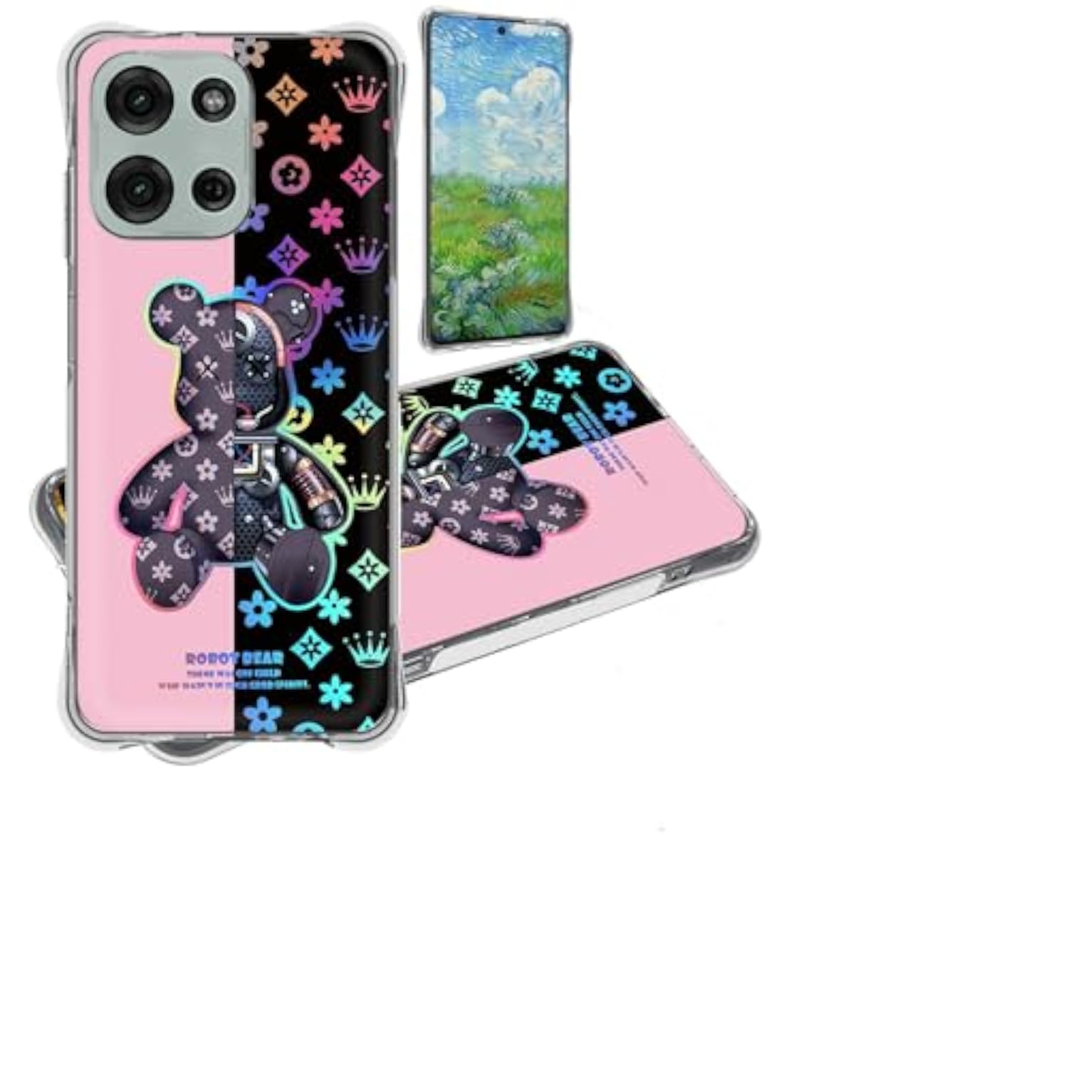 Moto G 5G 2025/2026 Phone Case Compatible with Moto G Play 5G 2026 - Soft Silicone Thickened Protection with Colorful Reflective Light