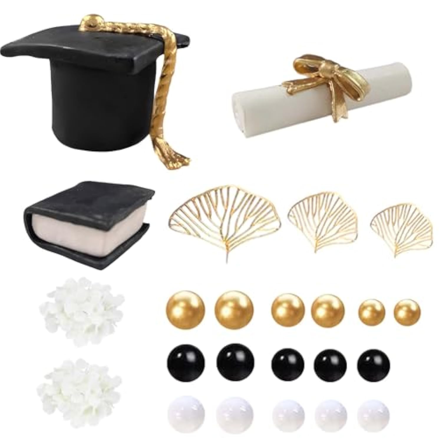 24 Pcs Graduation Cap Cake Toppers Class of 2025 with Diploma Flowers