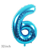 11 Pc Blue 6th Birthday Foil Balloons & Confetti Balloon Set for Kids Party Decor