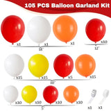 Red Yellow Orange White Balloon Arch Kit Balloons for Firetruck Birthday Boys Party