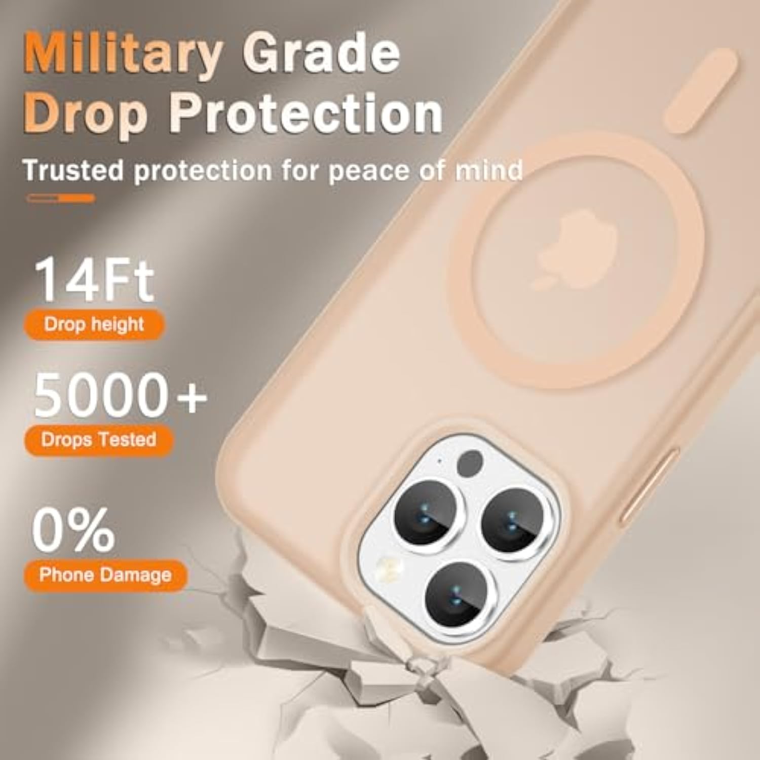 For Iphone 13 Pro Max Case, Matte Magnetic Phone Cover [With 1 Screen Protector] [Support For Magsafe] [Shockproof Military Grade Protection] Translucent Frosted Back, Coral Pink
