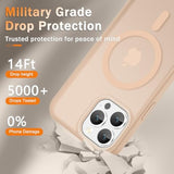 For Iphone 13 Pro Max Case, Matte Magnetic Phone Cover [With 1 Screen Protector] [Support For Magsafe] [Shockproof Military Grade Protection] Translucent Frosted Back, Coral Pink