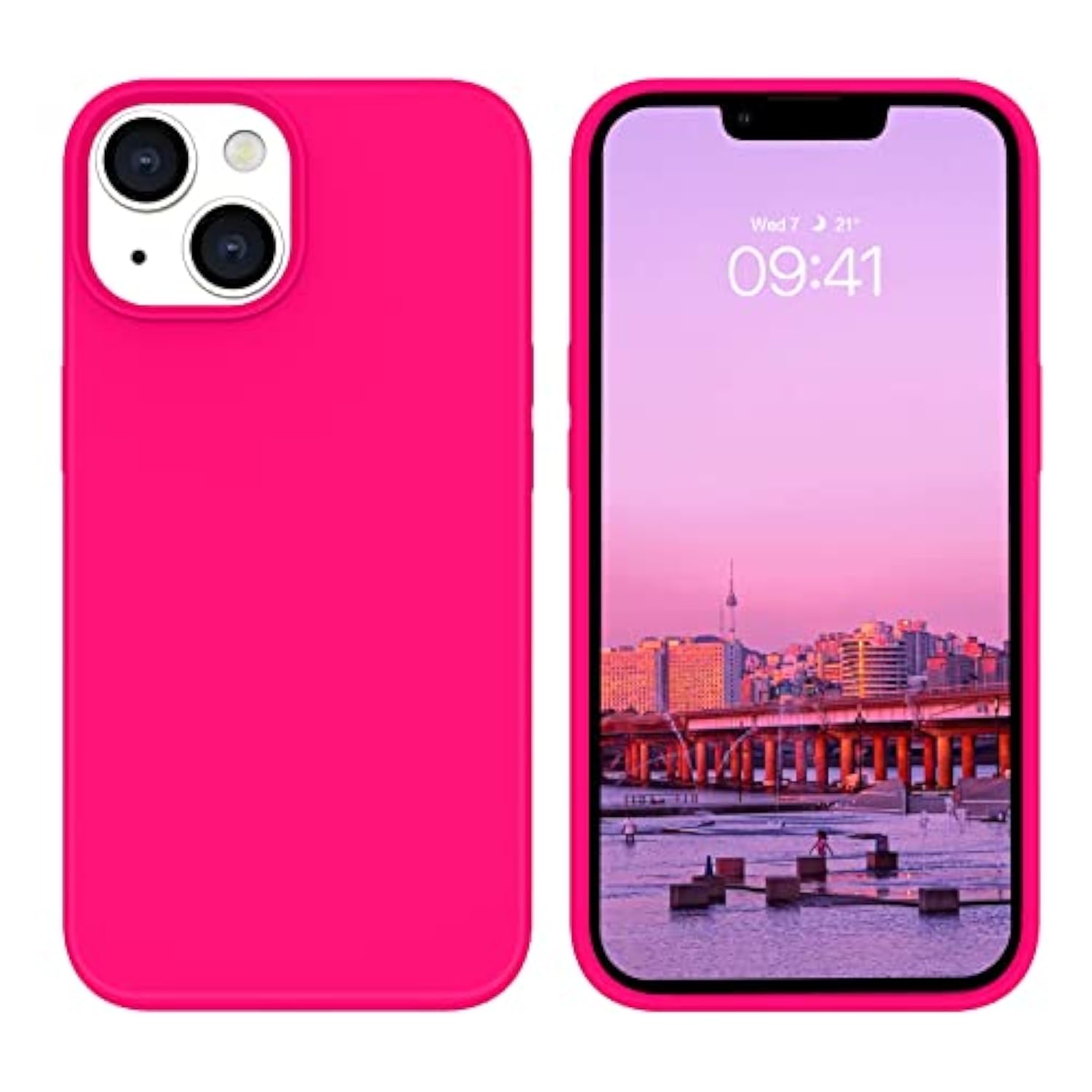For Iphone 14 Plus Case, Iphone 14 Plus Phone Case, Women Men Slim Fit Liquid Silicone Soft Rubber Anti-Scratch Shockproof Phone Cover With Microfiber Lining For Iphone 14 Plus 6.7", Hot Pink