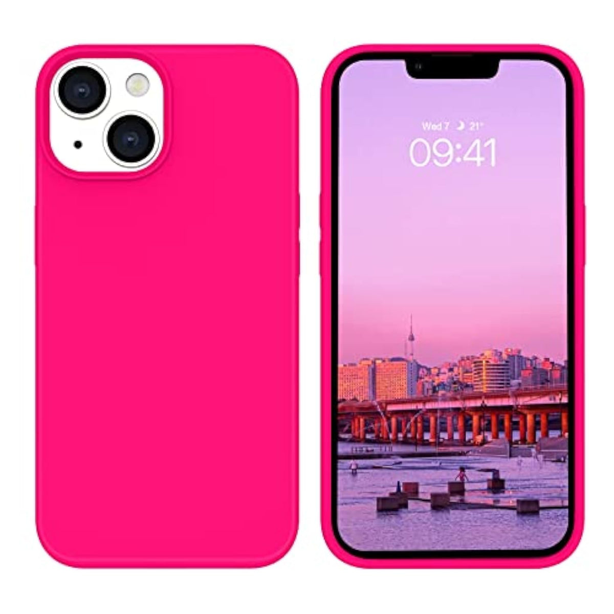 For Iphone 14 Plus Case, Iphone 14 Plus Phone Case, Women Men Slim Fit Liquid Silicone Soft Rubber Anti-Scratch Shockproof Phone Cover With Microfiber Lining For Iphone 14 Plus 6.7", Hot Pink