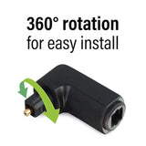 Optical Audio Cable Adapter, 90 Degree, Black, Universal Compatibility, Gold-Plated Connectors, 1 Count, 40016